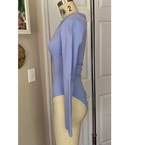 FOREVER 21 Lavender Stretch long sleeve Stretch Bodysuit Blouse Shirt *SMALL* - Picture 3 of 4